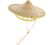 BAZEITFLOW Sombrero de Bambú Cónico Oriental para Cosplay Ninja Diámetro 30 CM Color Natural Cordón Ajustable Sombrero Samurái Decorativo para Fiestas Presentaciones y Color Aleatorio