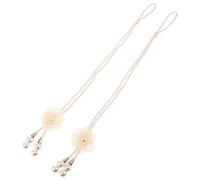 BAZEITFLOW Sujetadores de Cortinas Estilo Rústico 2 Piezas Abrazaderas con Diseño de Flores Boho de Cuerda Color Beige Hechas a Mano para Dormitorio Baño y Decoración de Ventanas