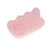 BAZEITFLOW Tabla Masaje Facial de Cuarzo Rosa Natural Herramienta Gua Sha Ondulada Masajeador Spa Portátil para Mujeres Bordes Suaves para Cuidado y Rejuvenecimiento Cutáneo