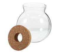 BAZEITFLOW Tarro de Transparente con Tapa de Corcho Jarrón para Plantas Hidroeléctricas Suculento Redondo para Decoración Ecológica de Escritorio y Hogar