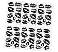 BAZEITFLOW Tatuajes Temporales de Labios en Papel Negro Diseño Llamativo, Aplicación Sencilla y Duración Prolongada para Outfits y Diversas Ocasiones, Pack de 6 Hojas