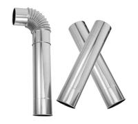 BAZEITFLOW Tubo de Chimenea de Acero Inoxidable con Codo para Estufa de Leña, Compatible, Adecuado para Calefacción Exterior y Camping al Aire Libre, Color Plata