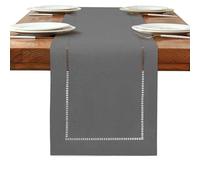 BAZIOE Camino de Mesa en Lino Gris 180 x 32 cm Camino de Mesa Lavable de Aspecto Lino Moderno para la Decoración de Mesas de Comedor y Muebles