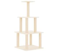 Baziroo Rascador con pilares rascadores de sisal, 47,5 x 47,5 x 111 cm, color crema, gato, accesorio para gatos, muebles para gatos, artículos para gatos interactivos, muebles para gatos, gato