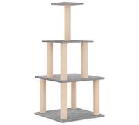 Baziroo Rascador con pilares rascadores de sisal, 47,5 x 47,5 x 111 cm, color gris claro, cosas para gatos, juguetes interactivos, muebles para gatos, muebles para gatos