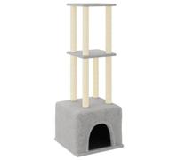 Baziroo Rascador con pilares rascadores de sisal, 47,5 x 47,5 x 133,5 cm, gris claro, muebles para gatos, gato interactivo