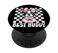 Bazo Best Buddy Boston Terrier para Perro, niña, mamá y Coqueta PopSockets PopGrip Adhesivo