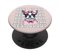 Bazo Best Buddy Boston Terrier para Perro, niña, mamá y Coqueta PopSockets PopGrip Adhesivo