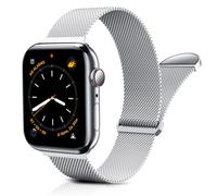 BAZO Pulsera Compatible con Apple Watch 40 mm, 41 mm y 38 mm para la colección femenina/masculina de Milán iWatch 9 se 8 7 7 6 5 4 3 2 1 pulsera ajustable bimagnética de plata