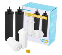 BB-9-2 Filtro de Agua Compatible con Berkeyy Purificación Elementos, 2 Cartucho de Elemento Negro Filtro y 2 Filtros de Fluoruro, Compatible con Series Travel Big Royal Imperial Crown Light(4 Piezas)