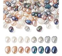 BB Beadthoven 100 cuentas de perlas cultivadas naturales de agua dulce, 4 estilos teñidos de arroz barroco, perlas para manualidades y joyería, agujero: 0,5-0,7 mm