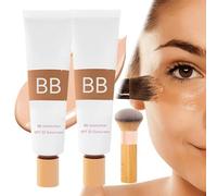 BB Blur Tinted Moisturizer Spf 30, 1/2/3Pcs BB Tinted Moisturizer Spf 30, Bb Cream Tinted Moisturizer, Hydrates & Smooths Your Skin Creamy, Matte Moisturizer,Full Coverage,with Brush (2Pcs, One Size)