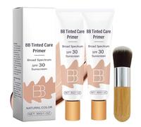 BB Blur Tinted Moisturizer Spf 30, BB Tinted Care Primer Con Pincel, BB Tinted Care Primer, BB Cream Tinted Moisturizer, Hidrata Y Suaviza Tu Piel (Natural-2 piezas)