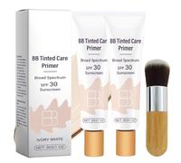 BB Blur Tinted Moisturizer Spf 30, BB Tinted Care Primer Con Pincel, BB Tinted Care Primer, BB Cream Tinted Moisturizer, Hidrata Y Suaviza Tu Piel (Marfil-2 piezas)