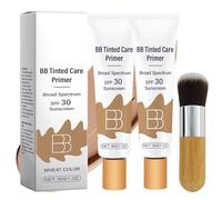 BB Blur Tinted Moisturizer Spf 30, BB Tinted Care Primer Con Pincel, BB Tinted Care Primer, BB Cream Tinted Moisturizer, Hidrata Y Suaviza Tu Piel (Trigo-2 piezas)
