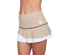 BB by Belén Berbel Falda Deportiva con Short Interior y Bolsillo - Ropa para Pádel, Tenis y Pickleball - Tejido Bi-Stretch Transpirable UV50+ - Kali Beige - Tallas S a XL - Secado Rápido Premium Pro