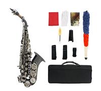 BB Saxophone SAXOPHONE SAX Material De Latón Níquel Negro Níquel Plateado Instrumento De Viento De Madera Con Guantes De Transporte Limpieza Brocha (Color : Black nickel plating)