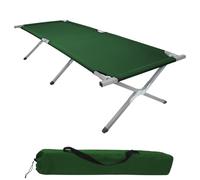BB Sport Cama Camping XXL Militar Plegable 210 x 72 x 45 cm Robusta 200 kg Cargable Tumbona Portátil Viaje Cómodo Estable Tejido Oxford 600D Bolsa de Transporte Acampar, Color:Green
