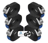 BB Sport Cinchas de Amarre Negras Correa Hebilla 250 kg 6 Piezas 2,5cmx6m