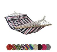 BB Sport Hamaca Barras Madera 240x150 cm 300 kg 2 Personas 2 Cojines Jardín | Relax, Columpio, Balcón, Terraza, Piscina, Parque, Algodón Poliéster, Impermeable, Resistente a la Luz, 12 Cuerdas