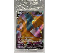 BB-Toy-Trades Compatible con Pokemon Glurak V SWSH050 Sword & Shield Black Star Promo Card - Sealed - Deutsche - Single Card Fullart Holo + Toploader