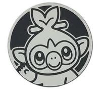 BB-Toy-Trades Compatible con Pokemon Pin Flipping Coin Shiny Trading Card Sammelkarten Münze mit BB-Toy-Trades Versandschutz - Silber Grookey Chimpep