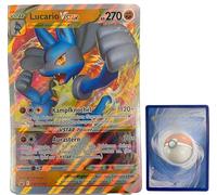 BB-Toy-Trades PKM Lucario VStar SWSH214 - Tarjeta de promoción XXL, tamaño grande, con funda BB-Toy-Trades (Lucario VStar)