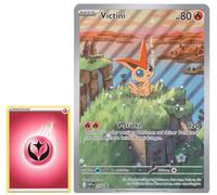 BB-Toy-Trades TCG PKM Tarjeta coleccionable XXL Black Star Promo Card Victini SVP208 - ALEMAN - Fullart Holo Mega Jumbo - Tarjeta individual grande con funda BB-Toy-Trades (Victini)