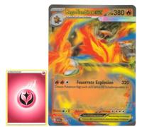 BB-Toy-Trades TCG PKM - Tarjeta coleccionable XXL Black Star Promo - Fullart Holo Mega Jumbo - Tarjeta individual grande con funda BB-Toy-Trades - Mega-Flambirex ex MEP035