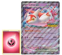BB-Toy-Trades TCG PKM - Tarjeta coleccionable XXL Black Star Promo - Fullart Holo Mega Jumbo - Tarjeta individual con funda BB-Toy-Trades - Latias ex SSP 076/191