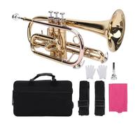 BB Trumpet Professional Gold Brass BB Estándar Conjunto de trompeta con boquilla de caja a prueba de golpes y kit de limpieza para principiantes y profesionales