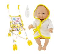 Bbaby Doll Stroller Set - Clip On Adjustable Foldable Portable Push Handle Replacement Mesh System, Weather Resistant Lightweight Frame | Home Backyard Nursery Role Play, Indoor Outdoor Toy Walking