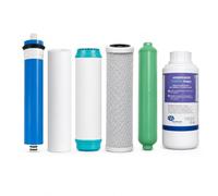 Bbagua Kit Mantenimiento Ósmosis Inversa 50 GPD con Membrana, 3 Prefiltros de 10”, Postfiltro Remineralizante e Higienizador 500 ml