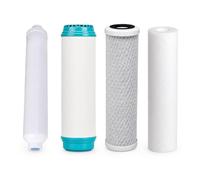 Bbagua Pack 4 Filtros Ósmosis Inversa 5 Etapas - Recambio Universal 10” con Sedimentos 5 Micras, Carbón GAC, Carbón Block y Postfiltro Coco 1/4”