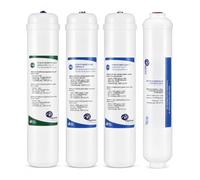 Bbagua Pack de 4 Filtros Inline para Ósmosis Inversa Compacta, 3 Prefiltros de 12” y Postfiltro de Carbón de Coco de 10”, Conexión Rápida 1/4”