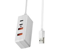 Bbajszx Adaptador de Carga USB multipuerto 4 en 1 de Velocidad rápida Tipo C de Corriente de Carga rápida Adaptador rápido para teléfono Luz LED Dispositivo múltiple