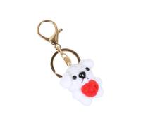 Bbajszx Colgante de llavero para bolsa de perro, colgante de hilo de ganchillo para cachorro con acento de corazón rojo y detalle de transporte compacto para pestañas con cremallera