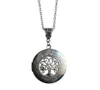 Bbajszx Collar con dije de foto romántica que representa un árbol en collar de aleación permanente de plata envejecida