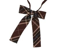 Bbajszx Corbata preatada ajustada Corbata JK a rayas a cuadros marrón vintage Pajarita universitaria japonesa con lazo para uniforme escolar preatada