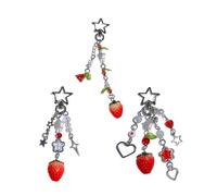 Bbajszx Cordón de teléfono multicolor Llavero con colgante de fresa encantadora de teléfonos antipérdida Correas de cadena para teléfonos móviles Accesorio Llavero Cordón de cadena
