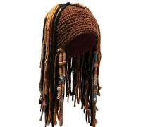 Bbajszx Gorro de capitán pirata de punto con trenzas y pañuelo, gorro hecho a mano, textura acrílica para y niños, disfraz de fiesta, rastas sintéticas