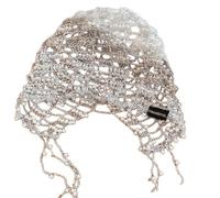 Bbajszx Handcrafts Sombrero con Cuentas y Cadena de Metal Plateado Sombrero para la Cabeza de los años 2000 para reuniones de Fiesta Fotografía Sombreros Ganchillo para Fiesta