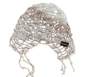 Bbajszx Handcrafts Sombrero con Cuentas y Cadena de Metal Plateado Sombrero para la Cabeza de los años 2000 para reuniones de Fiesta Fotografía Sombreros Ganchillo para Fiesta