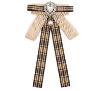 Bbajszx Lazos de cinta japonesa, broche de corbata para mujer y niña, pajarita a cuadros marrones vintage, pajarita preatada, ramillete, corbata para ceremonia, para fiesta de boda