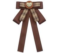 Bbajszx Lazos de cinta japonesa, broche de corbata para mujer y niña, pajarita a cuadros marrones vintage, pajarita preatada, ramillete, corbata para ceremonia, para fiesta de boda