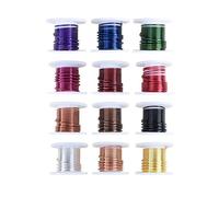 Bbajszx Paquete de 12 Alambre de Latón Anodizado Elegante Alambre de Latón Resistente en Colores Variados Accesorio Portátil de Calibre 12 Elegante para Uso en Jardín y Joyería