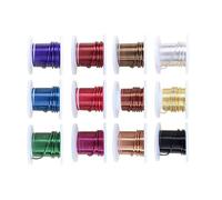 Bbajszx Paquete de 12 Alambre de Latón Anodizado Elegante Alambre de Latón Resistente en Colores Variados Accesorio Portátil de Calibre 12 Elegante para Uso en Jardín y Joyería