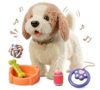 Bbajszx Perro de Juguete eléctrico con Capacidad para Cantar, emite Canciones de ladridos, simula Movimientos con Accesorios óseos para niños, diversión electrónica