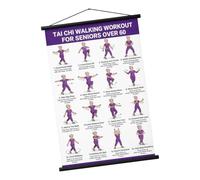 Bbajszx Póster de Entrenamiento para Caminar de Taiji, gráfico de Pared de Recubierto, guía de 16 Pasos ilustrados para Personas Mayores de 60 años, Listo para áreas de Ejercicio en hogar Gráfico de