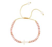 Bbajszx Pulsera de Cuentas de Cruces de Resina de, Ajuste cómodo para Varios tamaños de muñeca, Elegante Pulsera de Piedra